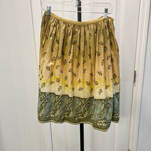 Max Jeans Women's Skirt Size XS Boho Festival Floral Lined Green Gold Brown